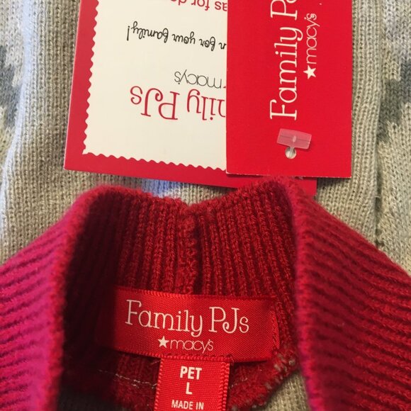 Pet Sweater Matching Family PJs Large Gray Red Winter Fairisle Snowflakes Xmas - Picture 4 of 6
